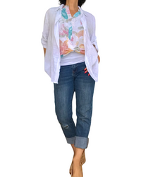 Chemise blanche 3/4 en coton-lin chic