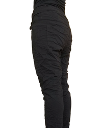 Pantalon noir à taille élastique avec cordon de côté