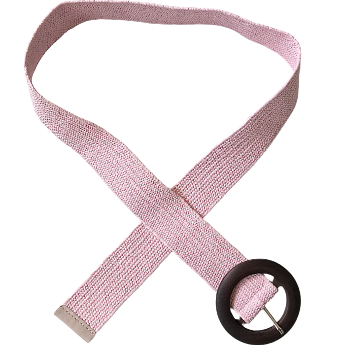 Ceinture en jute rose pâle boucle en bois 3,5 de diamètre
