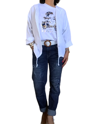 Jeans boyfriend bleu foncé – Style urbain & confort | Livraison 27 Mai