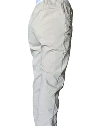Pantalon beige à taille élastique avec cordon et boutons décoratifs