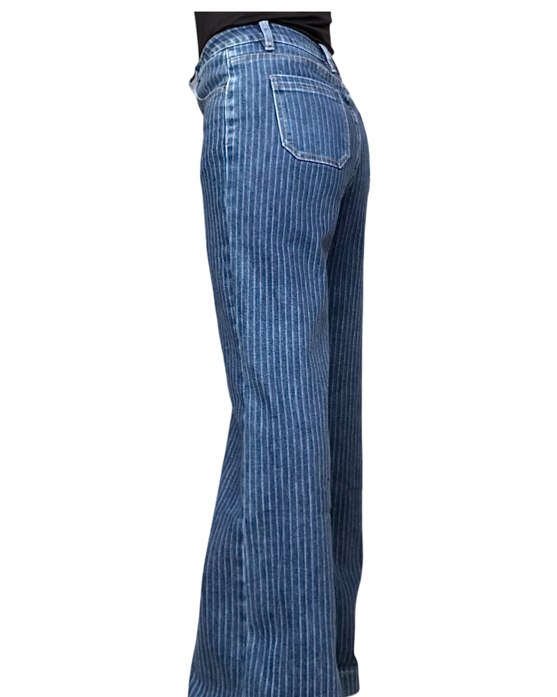 Jeans rayé palazzo 30 pouces (77cm ) de longueur de jambe de coté 