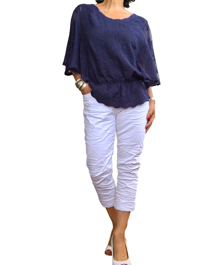 Capri blanc extensible – Chic et confort assuré | Livraison 27 Mai