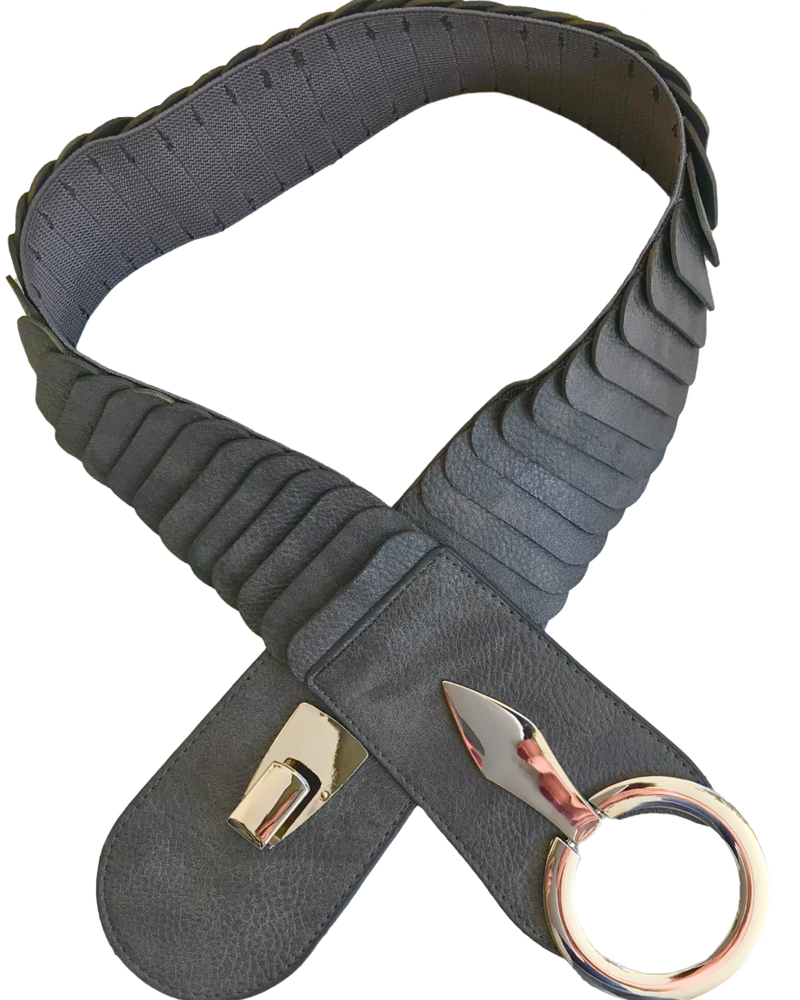 Ceinture en cuir vegan grise élastique à bande large