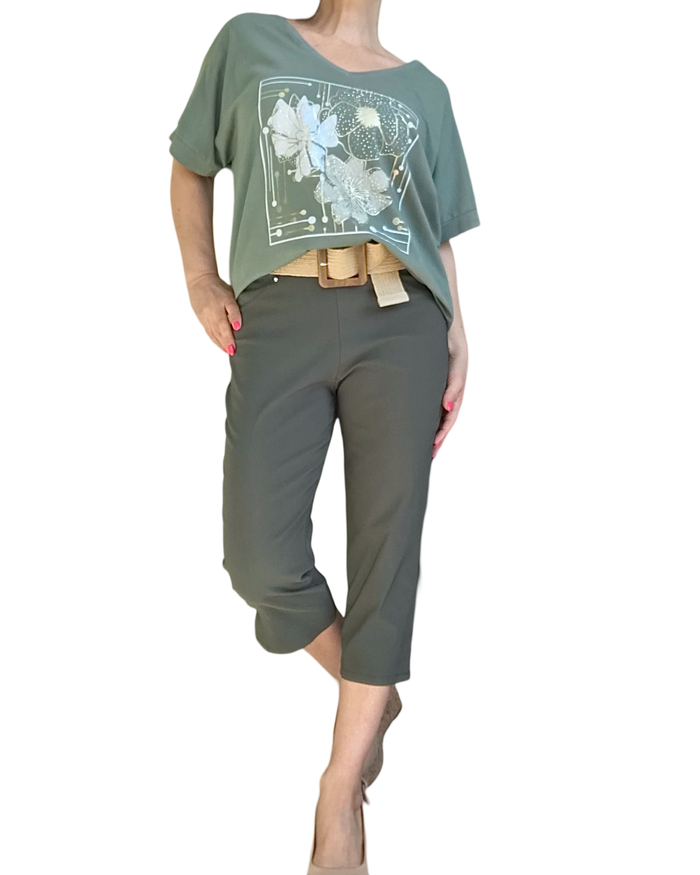 Capri kaki extensible – Chic & Confort ☀️ | Livraison 27 Mai