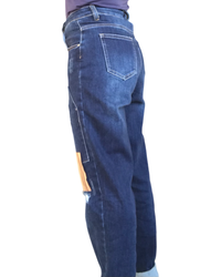 Jeans bleu foncé jambe droite 30 pouces de jambe avec patchs de coté