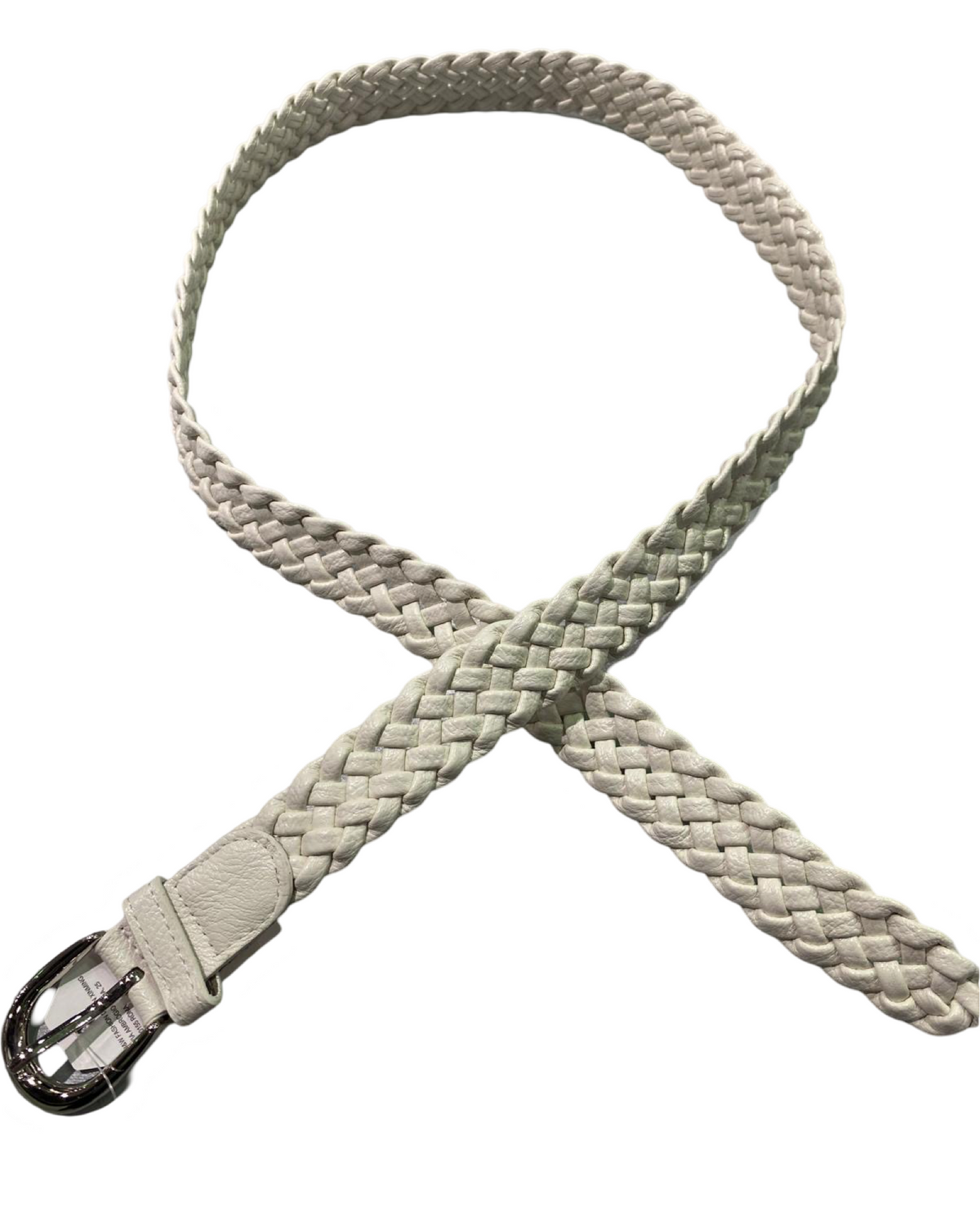 Ceinture tressée en cuir vegan off White 1 pouce de largeur
