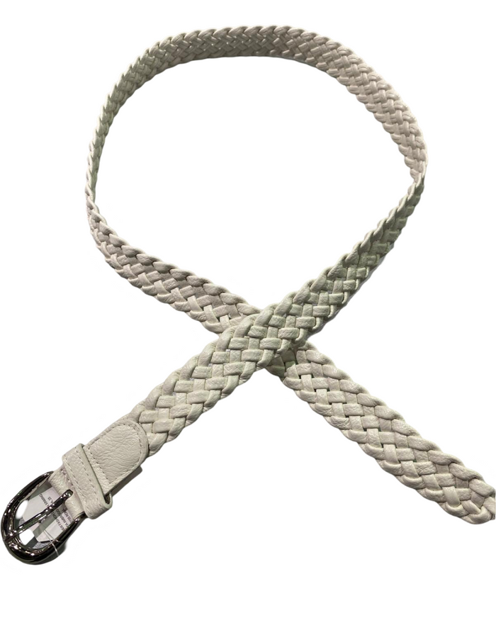 Ceinture tressée en cuir vegan off White 1 pouce de largeur