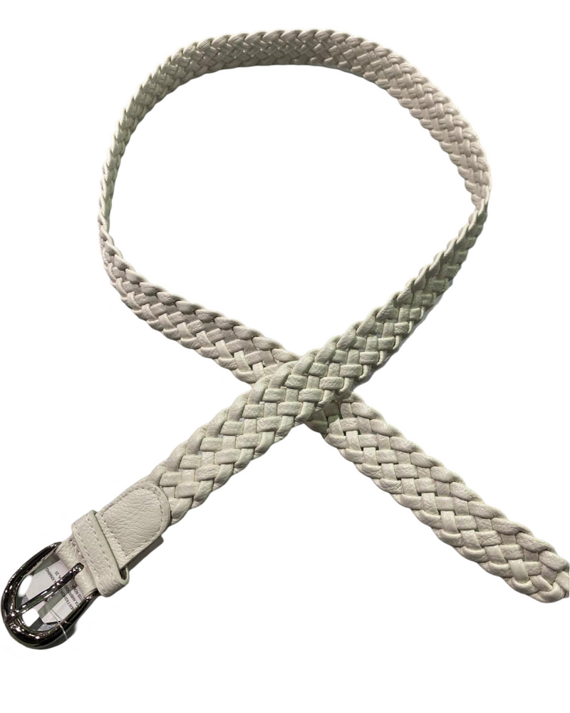 Ceinture tressée en cuir vegan off White 1 pouce de largeur