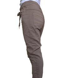 Pantalon moka à taille élastique avec cordon