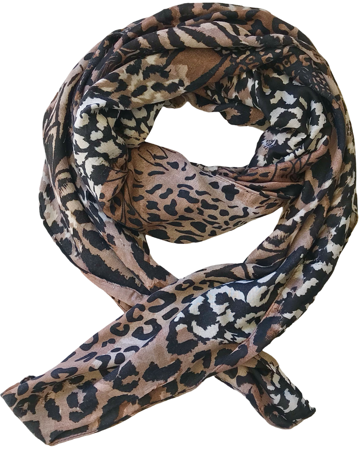 Foulard léopard brun 100% viscose