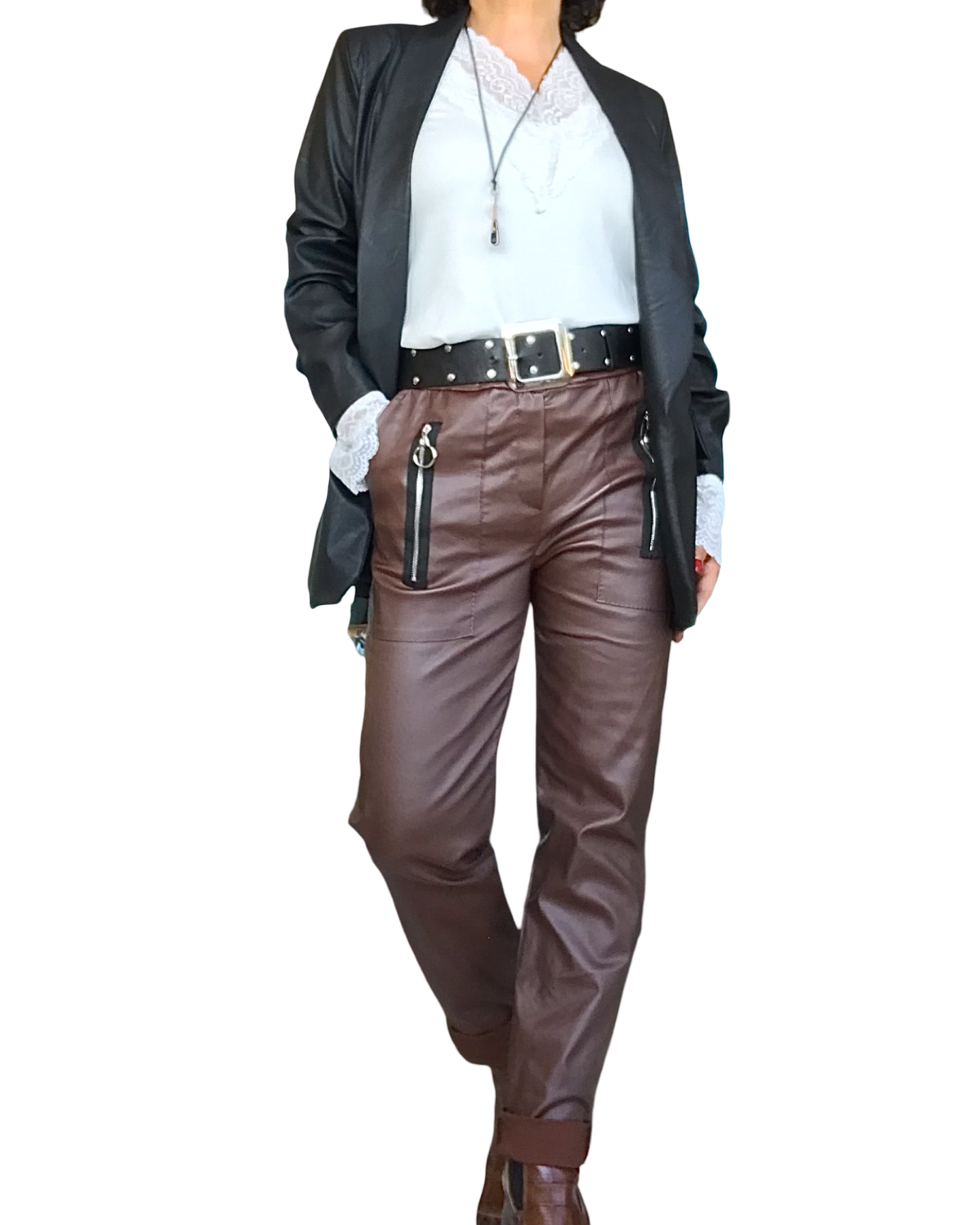 Veston noir en similicuir