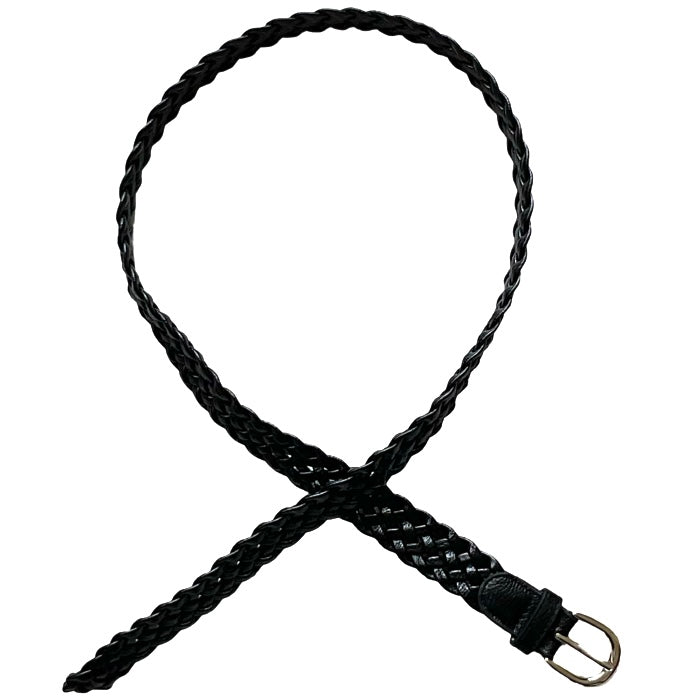 Ceinture tressée noire en cuir vegan 1 pouce de largeur