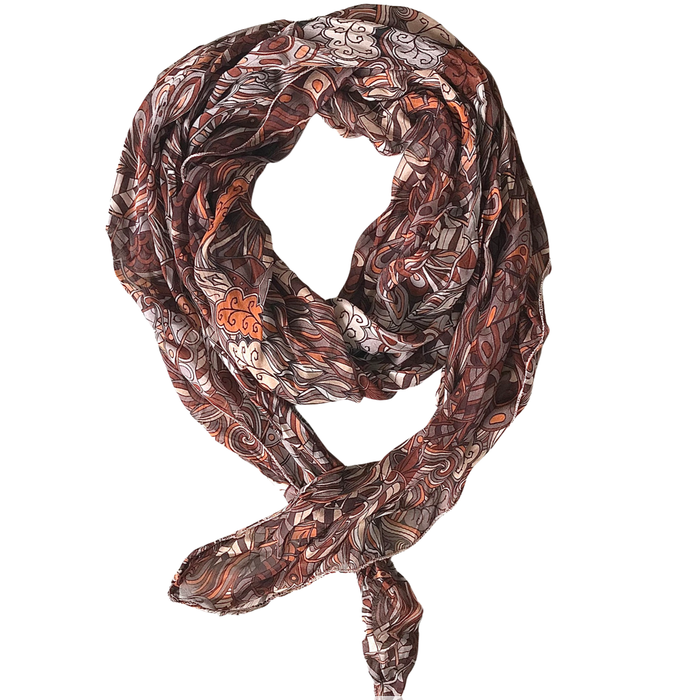 Paisley Brown 100% Silk Scarf