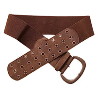 Ceinture femme camel élastique en cuir artificiel avec des oeillets