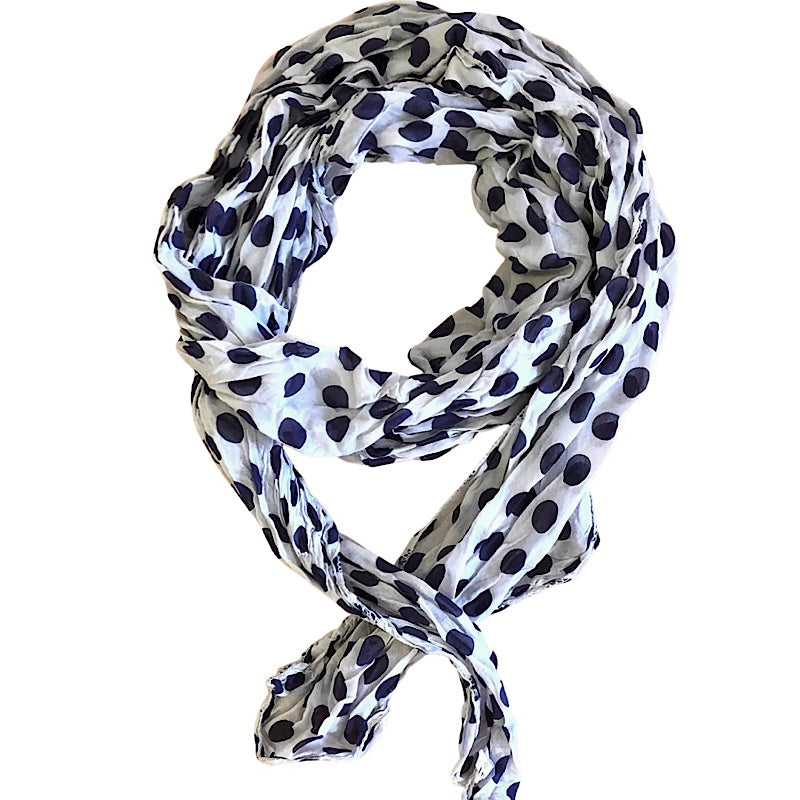 Foulard blanc pour femme à pois bleu marin | Boutiques vêtements